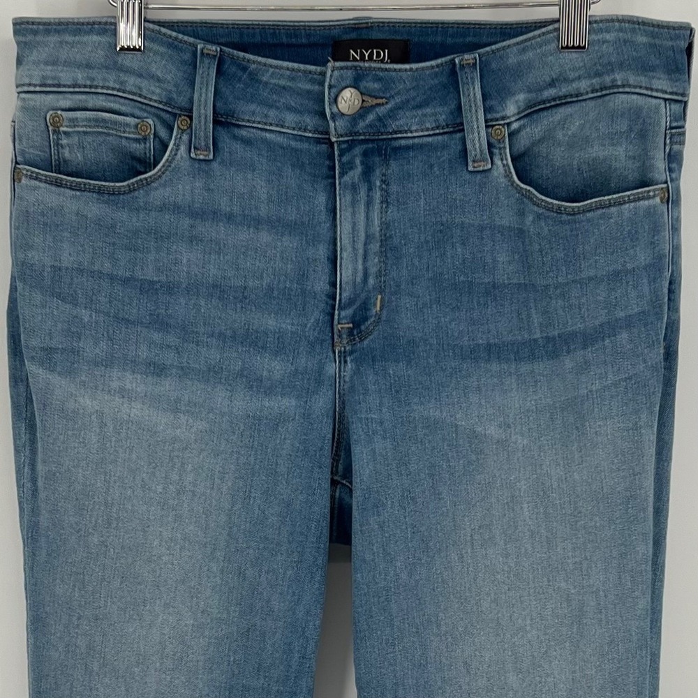 NYDJ Womens Marilyn Straight Leg Mid Rise Jeans Size 10 Blue Lift Tuck Stretch - Picture 3 of 11